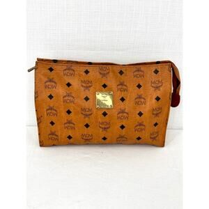 Vintage MCM Visetos Cognac Clutch Pouch Bag Munchen Germany